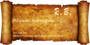 Rózsás Barnabás névjegykártya